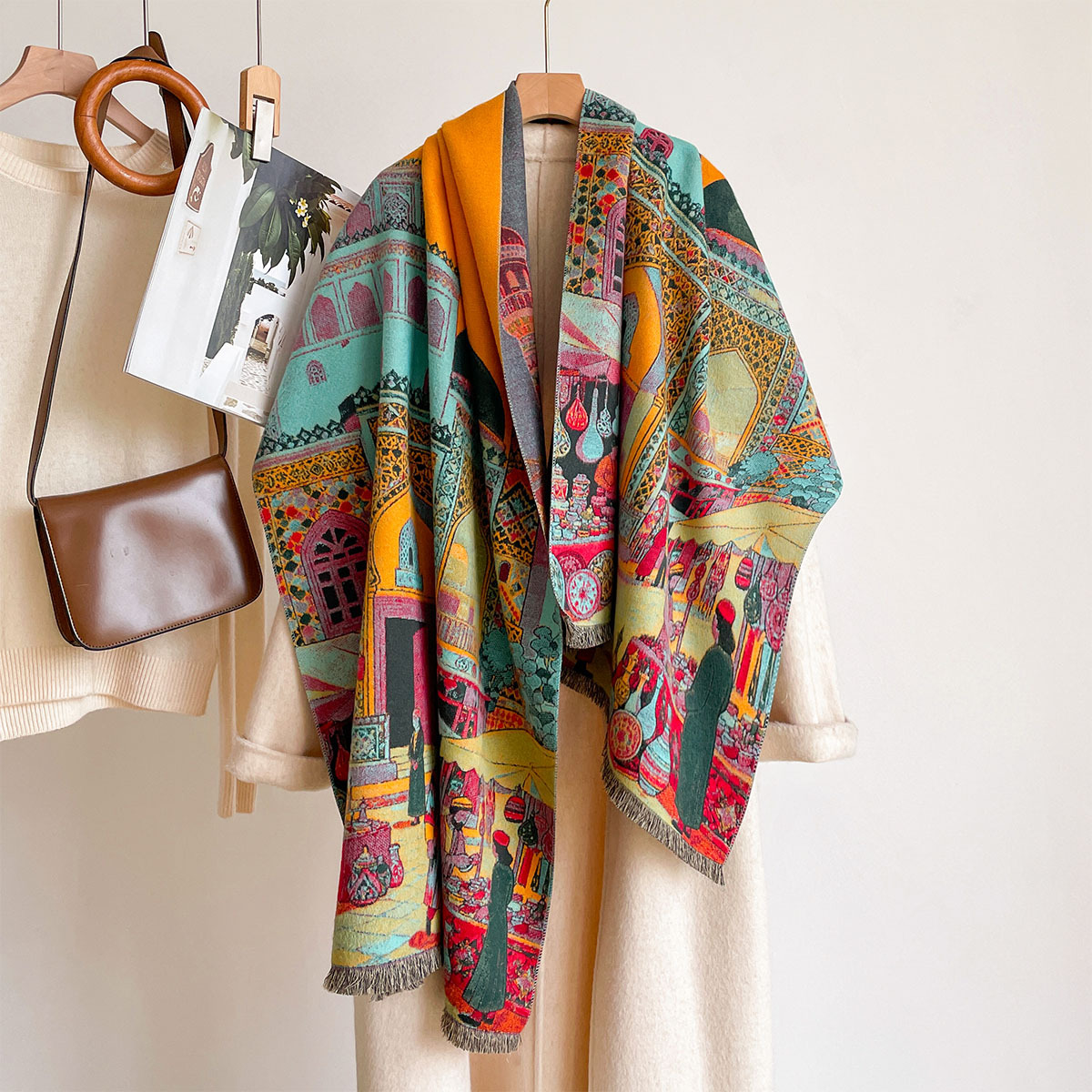 Cashmere Pashmina Wrap - Kadınlar için İmitasyon Kaşmir Eşarp Çift
